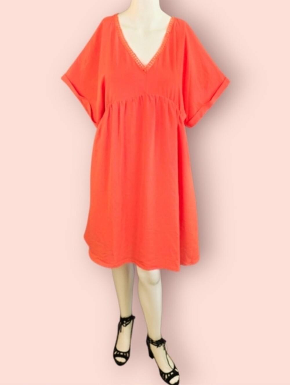Davi & Dani Orange V Neck Mini-Dress NWT - Picture 2 of 14